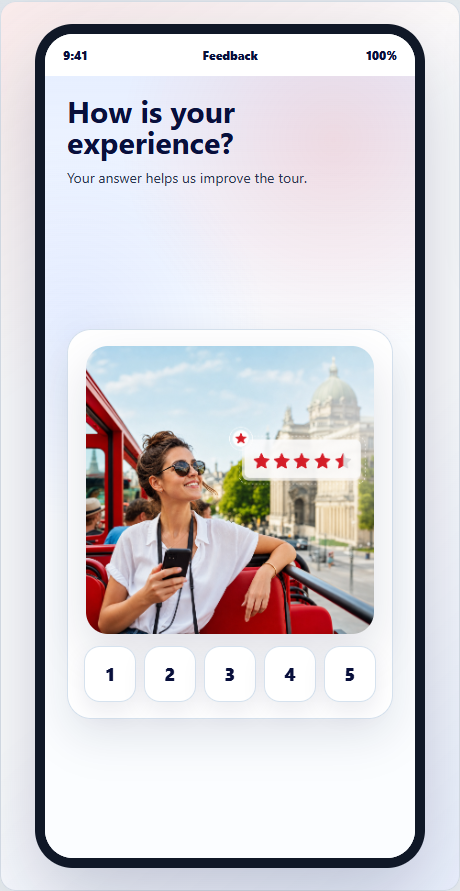Illustrative feedback question with one-to-five response buttons, not an aggregate rating